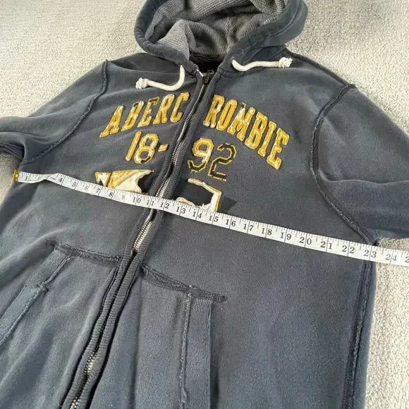 🔥Vintage Y2K Abercrombie & Fitch Spell out Faded Distressed Zip Up Mens Hoodie - Picture 13 of 16